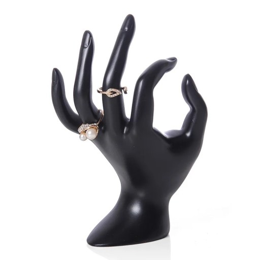 Ringställ för smycken hand 18 × 11,5 × 8 cm plastställ för ringar dekorativ figur hand smyckesorganisatör