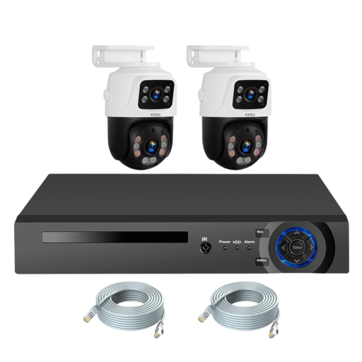Säkerhetskamerasystem 6MP 2 kameror 4-kanals DVR-set kabelanslutning vit för övervakning av hem, företag och ingångsområden