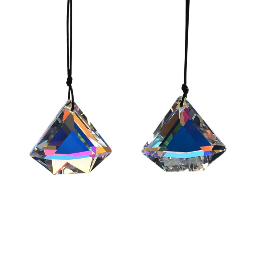 2 st Krossade kristallprismor för upphängning som fångar ljus geometrisk dekoration av kristall för fönster och inredning hängande