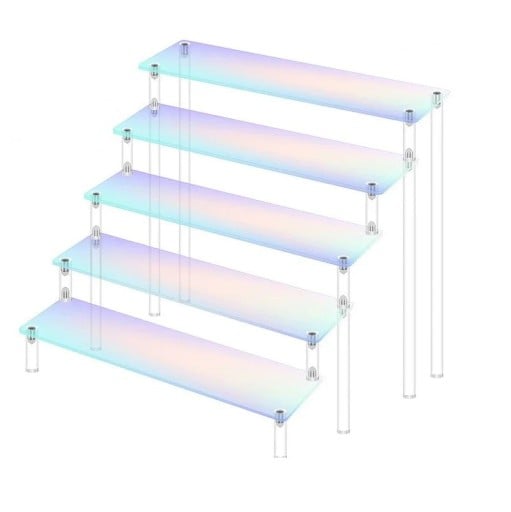 Akrylställ 5 nivåer 40 x 8 x 32 x 25 cm rosa organisatör för figurer, parfymer och smycken flerfacks hylla för utställning