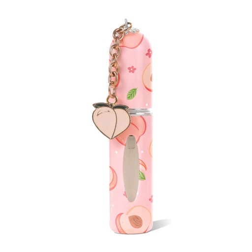 Fyllbar parfumatomer med hänge 5 ml 8 × 1,7 cm PP plast rosa med persikomotiv kompakt parfymflaska för resor