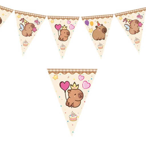 12 db Zászlós girland Kapybara 24 × 34 cm Dekoratív banner rajzolt kapybarákkal Parti díszítés gyerek születésnapi ünnepségre