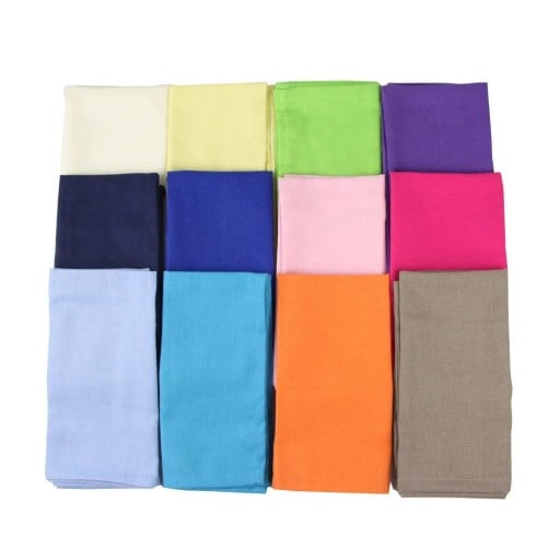 12 ks Látkové obrúsky na prostíranie 40 x 40 cm 80% bavlna a ľan 20% polyester Jednofarebné dekoratívne obrúsky