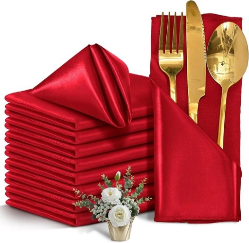 12 Pack Satin Napkins 30 x 30 cm Glossy Soft Material Elegant Fabric Napkins for Weddings Celebrations Formal Dining