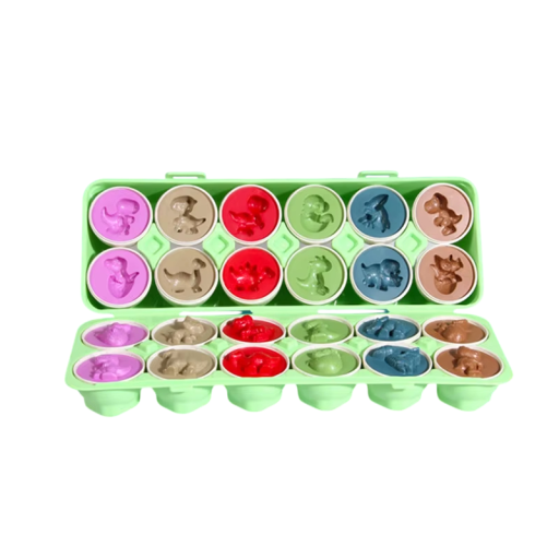 12 pz Uova da gioco con dinosauri 4,5 x 6 cm Giocattolo educativo per il sorting Sviluppo della motricità e coordinazione mano-occhio Scatola