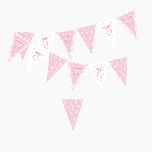 12 stuks Feest vlaggenlijn 27,8 x 18,7 cm Roze strikjes Verjaardagsbanner decoratie voor feestversiering