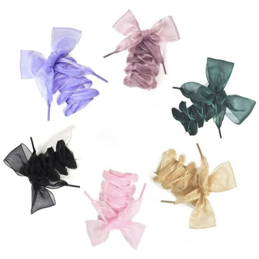 120 cm Nylon Shoelaces Flat Ribbon with Satin Shine Decorative Fashion Laces for Trainers, Ballerinas and Smart Shoes