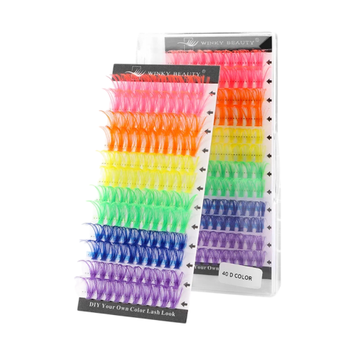 120 pcs Pestañas adhesivas de colores 0,07 mm 14–16 mm Curvatura D 40D pestañas artificiales en racimo de 6 colores arcoíris pestañas de volumen