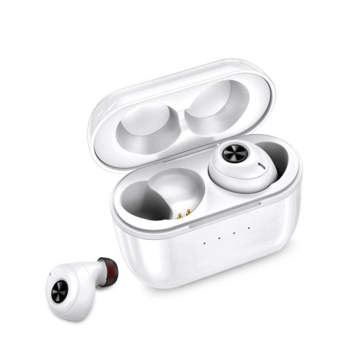 Trådlösa hörlurar med laddningsbox för musiklyssning Bluetooth 5.0 Hörsnäckor för hörselgång Känslighet 92 dB Impedans 32 Ω Vit