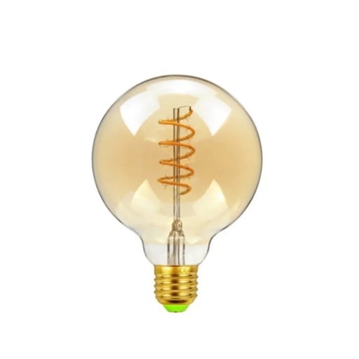 Stor rund LED-lampa G125 med spiral Dimbar 4 W 220 V 12,5 x 17,5 cm Amber glasboll Varm vit 2700 K Över matbordet