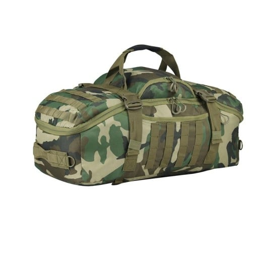 Sport- och reseväska 3 i 1 Ryggsäck och axelväska Volym 45 l 60 x 30 x 25 cm Nylon 600D Kamouflage Woodland