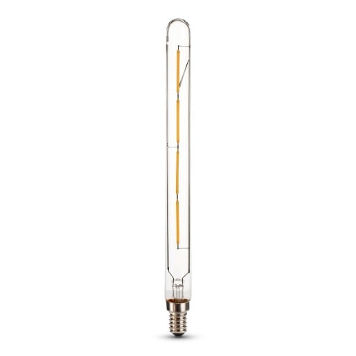 LED rörformad glödlampa T20 E14 Lång form med LED-trådar 4 W 230 x 20 mm Klar glasöverdrag Varm vit 2700 K För lampor och armaturer