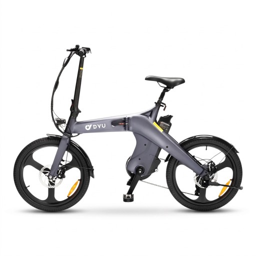 Elektriskt cykel DYU T1 Borstlös motor 250 W Litiumbatteri 36 V 10 Ah Hjul 20 tum Shimano 7 växlar Skivbromsar Grå För staden