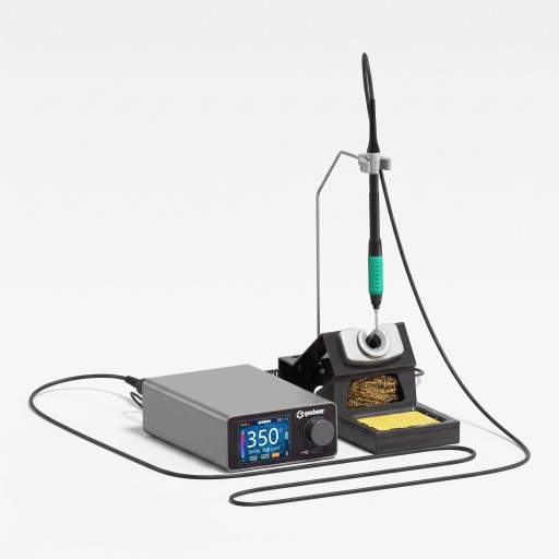 Lödstation 159 x 92 x 45 mm med temperatur 100–480 °C, färgdisplay och handtag för spetsar C210 med stativ och 2 spetsar i grå färg