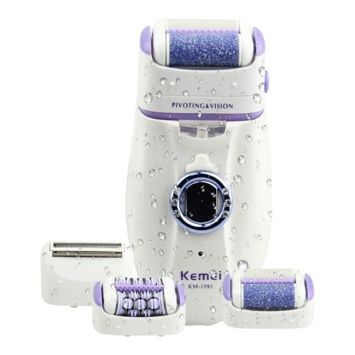 Epilator för kvinnor 3 i 1 Rakapparat för ben Trimmer för bikinilinje och för borttagning av förhårdnader Plast ABS Vit-lila Borttagning av kroppshår