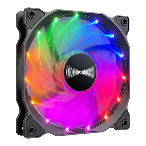 Kyl RGB-fläkt för PC-chassi 120 x 120 x 25 mm 1300 varv/min med genomskinliga blad och Molex 4pin 12 V-kontakt i svart färg