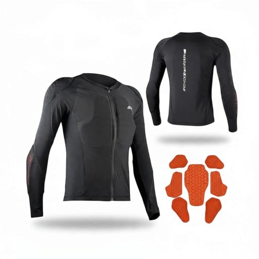 Motorcykeltröja med skydd Ryggskydd och 6 mindre skydd Lång ärm och dragkedja Polyester Unisex Svart Skyddströja under jacka