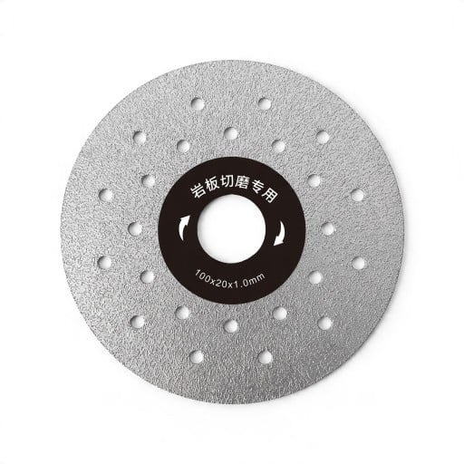 Disc de tăiere și șlefuire cu diamant de 100 mm Orificiu 20 mm Grosime 1 mm Pentru polizor unghiular Argintiu Tăiere uscată a plăcilor de marmură