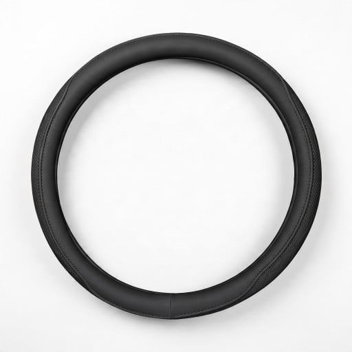 Nappa Leather Steering Wheel Cover with Perforation 37 to 38 cm Round Shape O Quilted Pattern Breathable and Non-Slip for Car