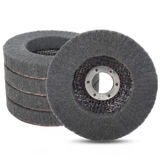 Disc de șlefuire din lamelă pentru polizor unghiular 100 mm Orificiu 16 mm Fibre de nylon Gri Curățare rugină și polizare metal, aluminiu și lemn
