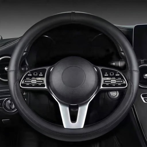 Steering Wheel Cover 37 to 38 cm Made of Microfiber Leather with Coloured Bottom and Centre Mark Breathable and Non-Slip