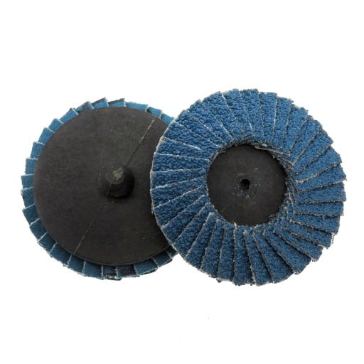 Ensemble de 2 disques abrasifs lamellaires Roll Lock 50 mm Grain 80 Corindon zirconique Bleus Pour le meulage de la rouille et le finissage des métaux