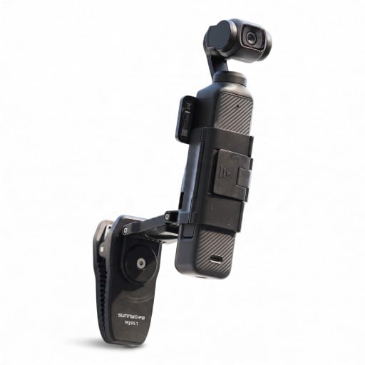 Sunnylife MJ951 Retractable Rotating Magnetic Mount with Clip and Folding Arm Black for Pocket Camera for Point of View Shooting