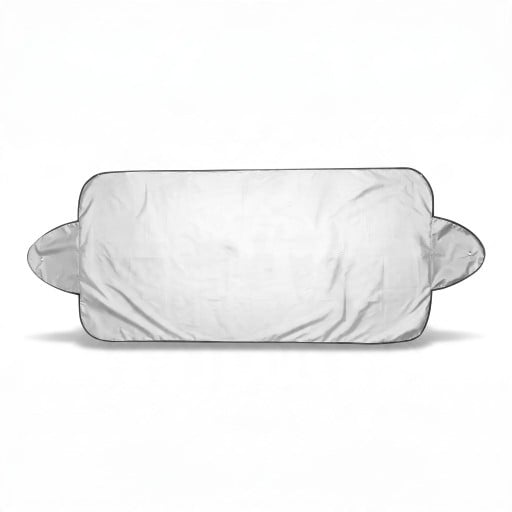 Housse de protection pour pare-brise de voiture 150 x 70 cm Réversible Argent et noir Panneaux latéraux avec œillets en métal Protection