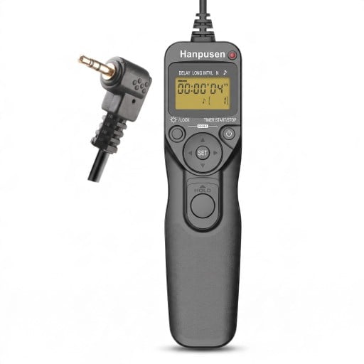 Časosběrný intervalometr s LCD časovačem Hanpusen TR90 C6 pro Olympus OM-D Kabelová spoušť Černá Na časosběr i dlouhé expozice