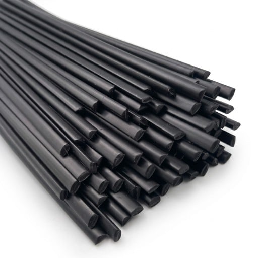 Barras de soldadura em plástico 40 pcs Comprimento 20 cm Diâmetro 3 mm Perfil triangular Preto Para reparações de tanques de plástico, para-choques