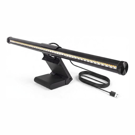 LED Monitorleiste 30 cm Asymmetrisches Licht ohne Blendung 3 Farbtemperaturen Stufenloses Dimmen USB Schwarz Für Arbeit und Spiel