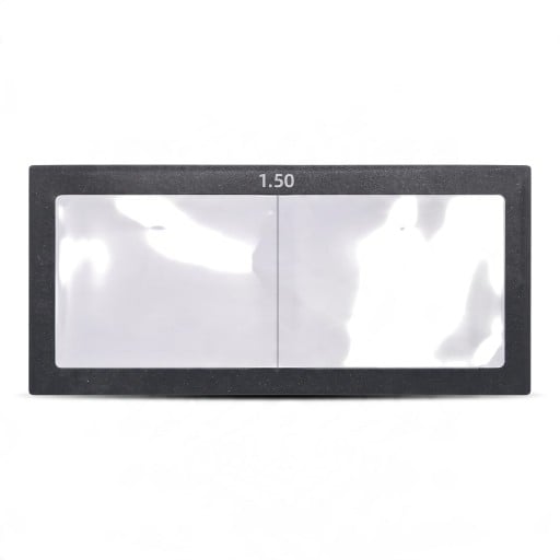 Lupa dioptrica para máscara de soldadura 1,5 dioptrias Dimensão 11 x 5,5 cm Espessura 3 mm Vidro Moldura preta Para soldadura precisa
