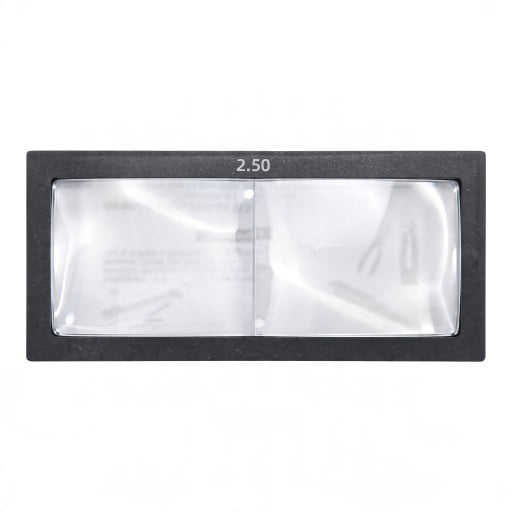 Lupa dioptrica para capacete de soldadura 2,5 dioptrias Dimensões 11 x 5,5 cm Espessura 3 mm Vidro Moldura preta Para soldadura precisa