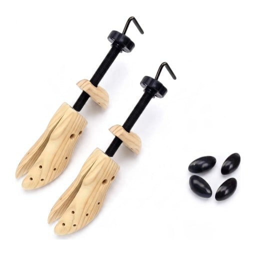 Wooden Shoe Stretchers 2 pcs for a Pair of Shoes Size S EU 34–38 Expansion and Lengthening of Shoes with Pads for Pressure Points and Bunions