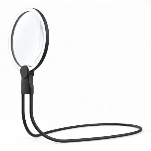 Lupa na krk s LED osvětlením Čočka 130 mm Ohebná silikonová hadice Nabíjení USB-C Černá Pro čtení šití háčkování a ruční práce