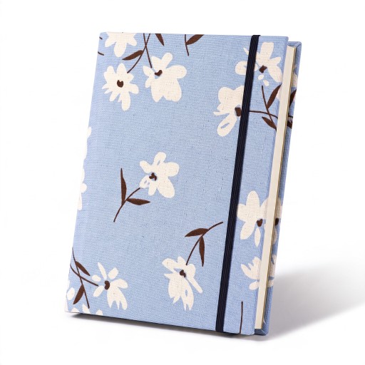 Fotoalbum 200 listů na fotky 10 x 15 cm Lněné plátno a PP kapsy 23,2 x 19 cm Gumička na zavírání Modré s květinami Na rodinné fotky