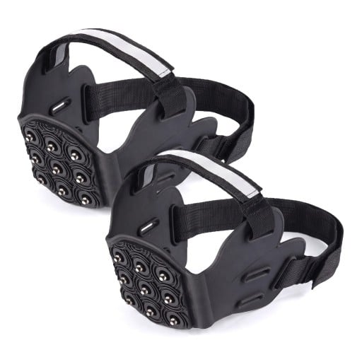 Protiskluzové nesmeky na paty bot s ocelovými hroty Nástavec pod patu 26 x 9,6 cm s reflexním páskem Černé 1 pár na led a sníh