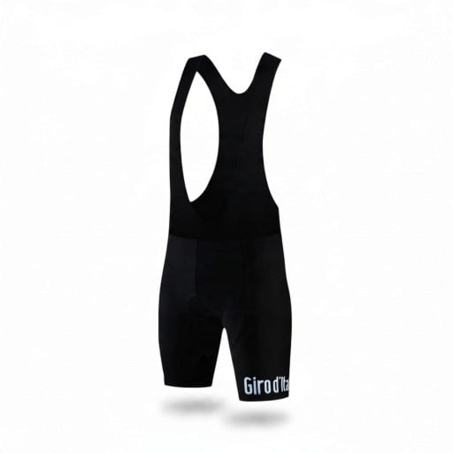 Men's Cycling Shorts with Bib and Padding Wide Straps Stretchy Material 90% Polyester and 10% Lycra Black with White Writing