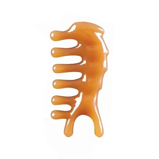 Peigne de massage gua sha en résine 11,2 x 5,3 cm Peigne à larges dents aux extrémités arrondies Ambre Pour le massage du cuir chevelu