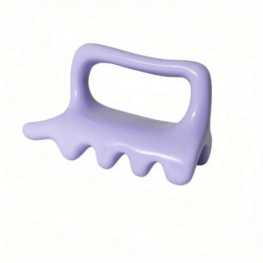 Peigne de massage gua sha à main avec poignée 9,2 x 6,5 cm Outil de massage avec deux rangées de dents arrondies Violet Pour le massage de la nuque