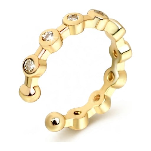 Záušnice bez propichování 1 ks Manžeta na ucho z propojených kroužků se zirkony Ear cuff na chrupavku pro ženy