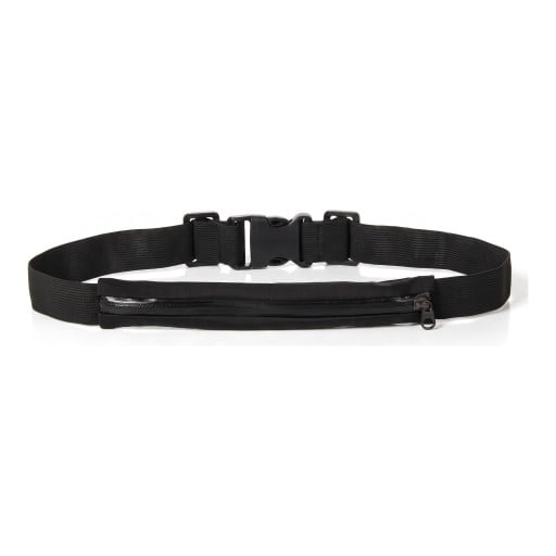 Løbebælte til mobil med lynlås lomme 22 cm Elastisk sportsbælte udvides op til 130 cm Sort Bælte til løb fitness og cykling
