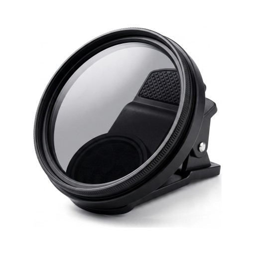 Filtro CPL polarizzatore per mobile 52 mm con clip Anello rotante 360° Riduzione dei riflessi Alluminio e vetro ottico Nero Per iPhone e Android