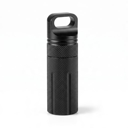 Capsule en aluminium pour médicaments Étui étanche pour comprimés 9,7 x 3 cm Bouchon à vis avec œillet pour clés Boîte EDC de poche
