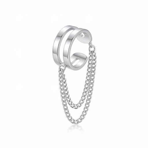 Záušnice bez propichování 1 ks Ear cuff s dvojitým řetízkem Hladká dvojitá manžeta na chrupavku Kov Stříbrná barva pro ženy