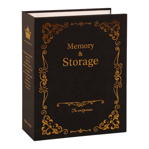 Elegantné fotoalbum na 100 fotografií 10 x 15 cm Čierny obal so zlatými ornamentmi a korunkou Album na fotky pre rodinu aj svadbu