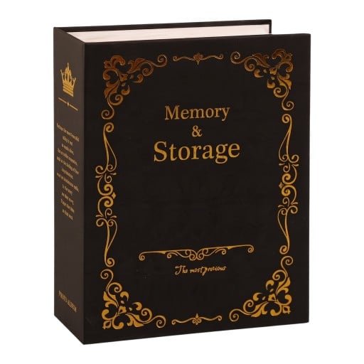 Elegantní fotoalbum na 100 fotografií 10 x 15 cm Černý obal se zlatými ornamenty a korunkou