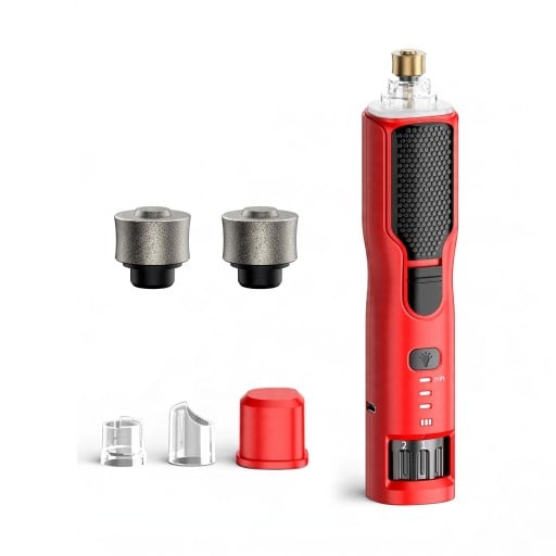 Electric Nail Grinder with 2 Replacement Heads 7 Speeds LED Light 17.5 cm 3 Attachments USB-C Charging Red for Dogs and Cats