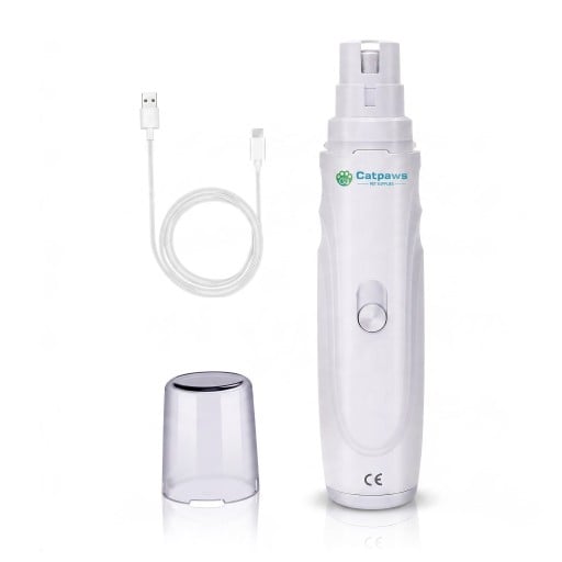Electric Nail Grinder for Dogs and Cats 2 Speeds Diamond Grinding Head 3 Holes Battery 2000 mAh USB White Quiet Operation