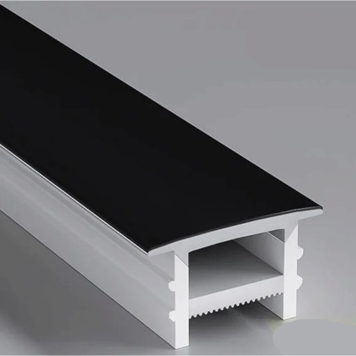 Silicone LED Profile 12 x 10 mm Black Trim 16.6 mm Length 2 m Flexible With Diffuser Recessed Installation Into Groove For LED Strip Without LED Strip
